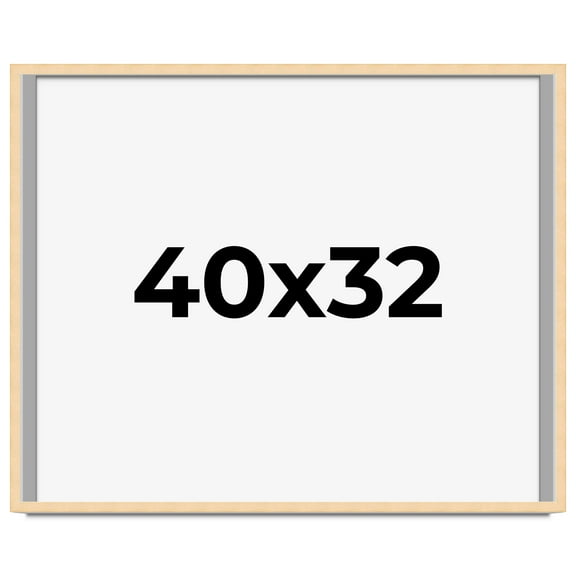 40x32 Frame Natural Wood Picture Frame | 0.75 Inch Moulding Width | with UV Acrylic Plexiglass,