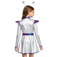thumbnail image 6 of iiniim Girls Halloween Alien Long Sleeves Zip Up A-line Dress with Belt and Hair Hoop Shiny Metallic Outer Space Silver 8, 6 of 7