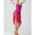 thumbnail image 3 of Sexy Tassel Sequin Short Latin Ballroom Competition Dance Dresses Pink, 3 of 5