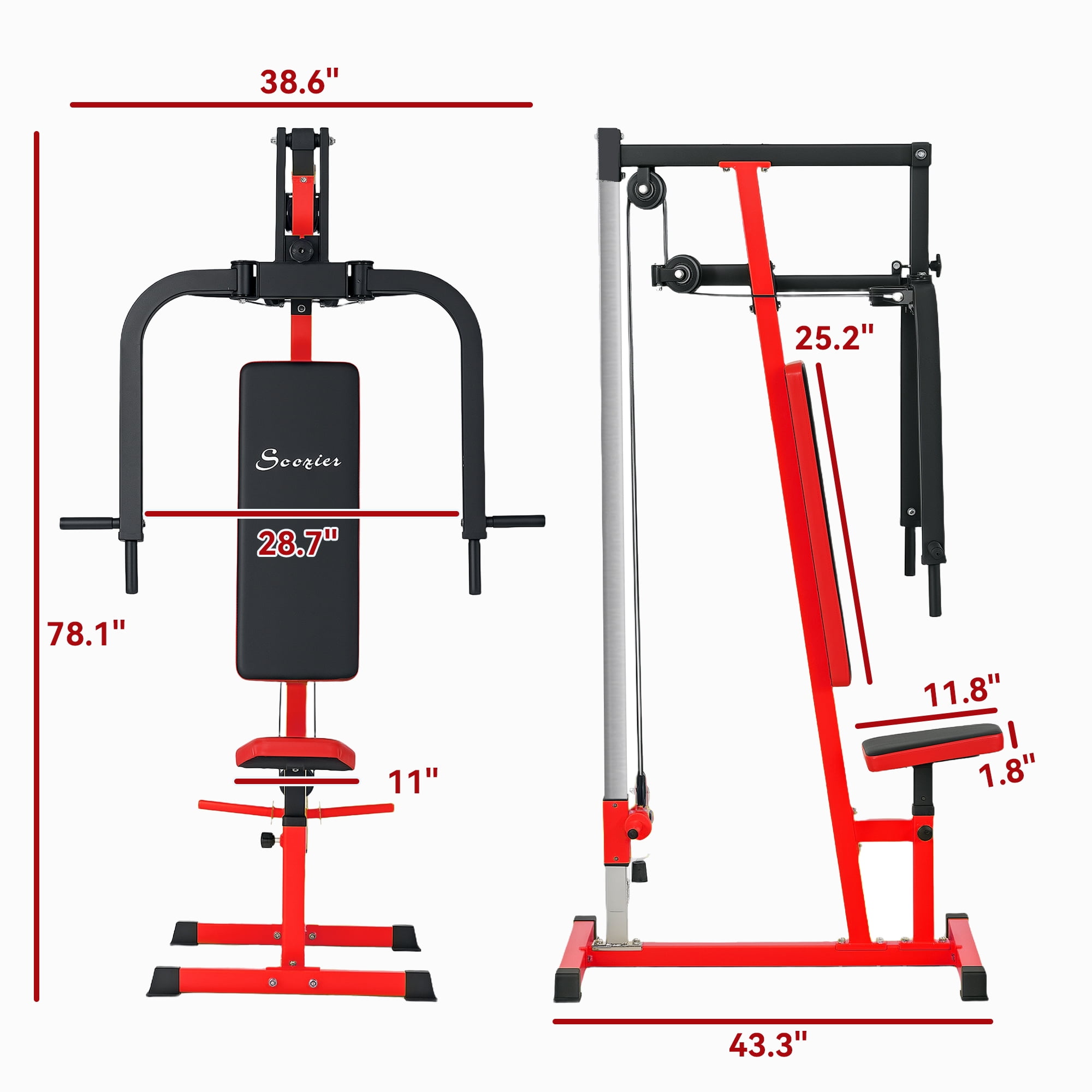 Soozier Chest Fly Chest Press Machine for Back, Pectoral, Rear Deltoid and Shoulder Training, Red