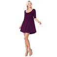 thumbnail image 2 of Women's Scoop Neck 3/4 Sleeve Relaxed Fit Babydoll Mini Dress, 2 of 4