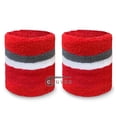 thumbnail image 2 of COUVER 4 Inch Striped Terry Cotton Athletic Sweat Wristbands Red Charcoal Red 2 Pairs (Mens), 2 of 7