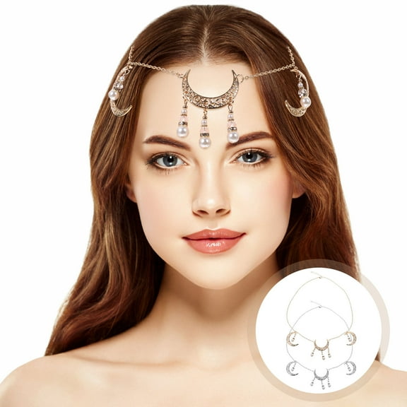 Minkissy Bohemian Chain with Moon Crystal Hair Jewelry, Assorted Colors for Elegant Wedding and Special Occasions