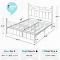thumbnail image 3 of EnHomee Queen Metal Bed Frame with Victorian Vintage Headboard & Footboard Metal Platform Bed Frame Queen Heavy Duty Metal Bed Frame with LED Lights & Storage,Noise Free,White, 3 of 9