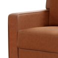 thumbnail image 3 of Benjara Heun 32 Inch Accent Chair, Soft Camel Brown Faux Leather, Square Track Arms, 3 of 5