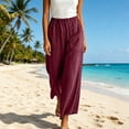 thumbnail image 4 of Xdegoge Palooza Wide Leg Pants Women Casual High Waisted Elastic Waist Trousers with Large Pockets Loose Fit Relaxed Lounge Summer Beach Bottoms, 4 of 6