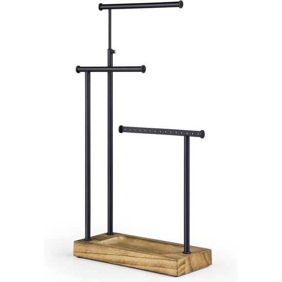 Jewelry Organizer Stand, Extra Tall Necklace Holder Jewelry Holder, Gift Idea (Carbonized Black & Black)