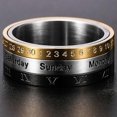thumbnail image 2 of Anillo giratorio para el dedo con calendario para la ansiedad para hombre, hora, semana, fecha, estado de ánimo, números, anillos giratorios negros de moda para hombres, tratamiento Fidget, 12, 2 of 5