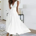thumbnail image 2 of IROINNID Wedding Guest Dresses for Women Homecoming Party Spring/Summer Sleeveless Color V-Neck Wrapped Chest Dress Long Dress Trendy Formal Dress,White, 2 of 6