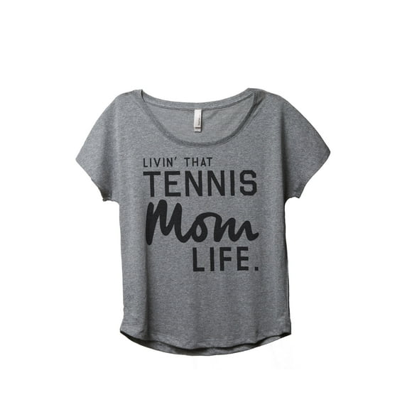 Thread Tank Livin' That Tennis Mom Life Women's Fashion Relaxed Slouchy Dolman T-Shirt Tee Heather Grey 2X-Large