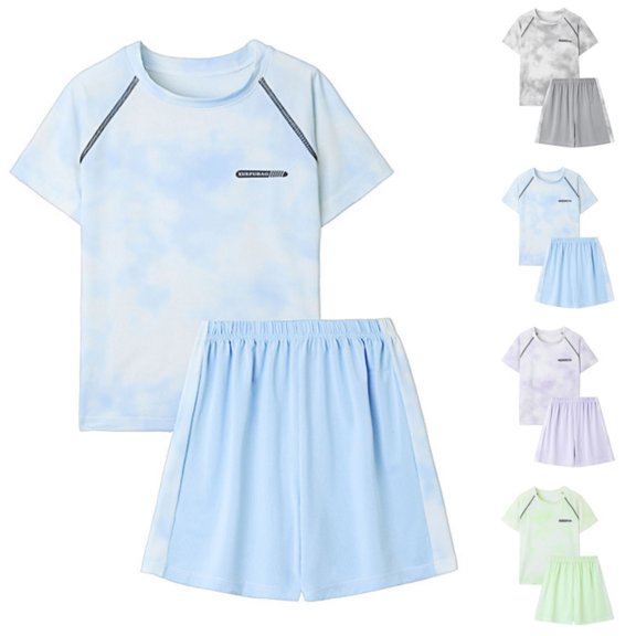 Bixock Toddler Boys Casual Shorts Set,Kids Summer Outfit Set,Unisex Sport Raglan Short Sleeve Crew Neck Top Quickly Dry Shorts 2 Piece Outdoor Training Set for 2-14 Years Kids Clothings
