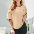 thumbnail image 3 of Plebaso Womens Casual T-Shirts Short Sleeve Crew Neck Loose T Shirts Summer Basic Tees Tops with Pockets, 3 of 7