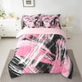 thumbnail image 2 of Manfei Pink Black Graffiti 7-Piece Twin Bedding Sets,Modern Abstract Geometric Bedding Comforter Set,Vitage Stripe Pattern Sheet Sets For Kids,Super Cozy Room Decor Reversible, 2 of 8