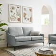 thumbnail image 2 of Loveseat Sofa Couch, Light Grey Gray, Fabric, Mid Century Living Lounge Cafe Lobby Hospitality Restaurant, Modern Contemporary HB34318, 2 of 9