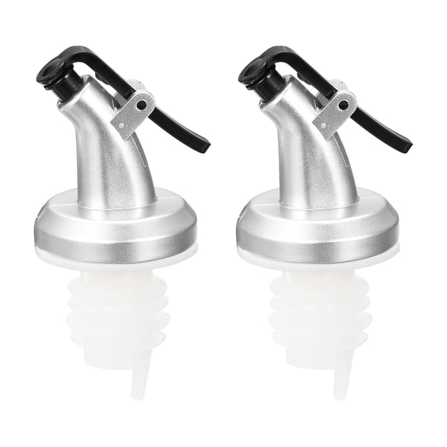 Vertedores de aceite de oliva, 2 piezas de tapón para botella de aceite y vinagre para boca de botella de 7/8" (Plateado, Blanco)