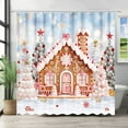 thumbnail image 2 of Christmas Gingerbread House Shower Curtain 72" x 72" Snowy Christmas Trees Home Bathroom Decorations Xmas Candy House Wonderland Bathtub Curtain Set with 12 Hooks, 2 of 6