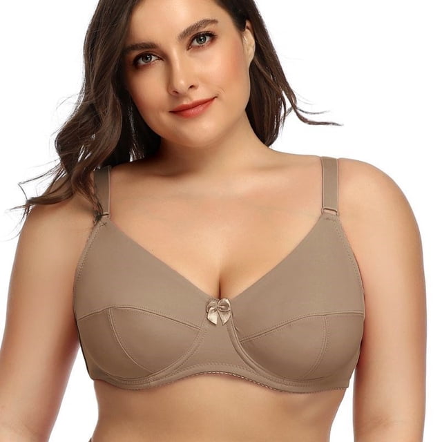Plus Size Bras for Women Underwire Bra no Pad Thin Unlined Lingerie Plain Underwear Cup C D E F