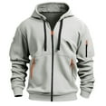 thumbnail image 2 of TOWED22 Men's Full Zip Fleece Hoodie zippered Color Block hooded slim Fit Long Sleeve Lightweight Sweatshirt(Light Gray,4XL), 2 of 6