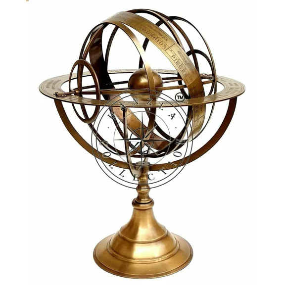 18" Brass Astrolabe Armillary Sphere – Antique Nautical Globe | Vintage Maritime Collectible Gift