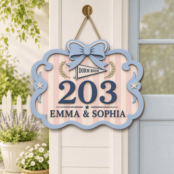 Personalized Door Hanger Dorm Room Number Wooden Sign for Door Decor College Students