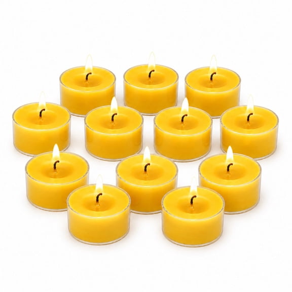 12‑Pack 100% Pure Natural Beeswax Tealight Candles, 4‑Hour Smokeless Clean Burn with Clear Cups for Relaxation & Home Decor