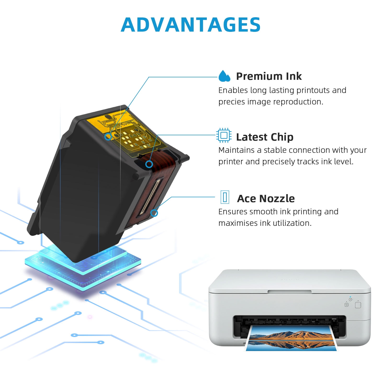 65XL Ink Cartridges Compatible for HP 65 Ink for Deskjet 2655 3755 Envy 5055 5000 Printer ( 2 Pack)