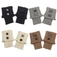 thumbnail image 4 of Qarigey Nuevo 1 par de calentadores de piernas de ganchillo con botones cortos para mujer, calentadores de botas de punto para invierno y Ropa, zapatos y accesorios Miscelánea negro, 4 of 6