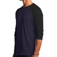thumbnail image 4 of Men's Long Sleeve Round Neck Contrast Color Raglan Three Quarter Sleeve T-Shirt Top for Spring Fall Sporty Style,Navy,S, 4 of 8