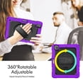 thumbnail image 3 of Case for iPad Pro 12.9 2022/2021/2020/2018 6th/5th/4th/3rd Gen with Screen Protector, 360 Degree Rotating Kickstand Hand Strap Shockproof Cover with Shoulder Strap, Purple, 3 of 7