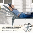 thumbnail image 3 of Folding Outdoor Lounge Chair with 5-Level Adjustable Back, Breathable Mesh & Powder Coated Steel Frame, Portable Reclining Chaise Lounger for Patio, Pool, Beach, Light Grey, 3 of 7