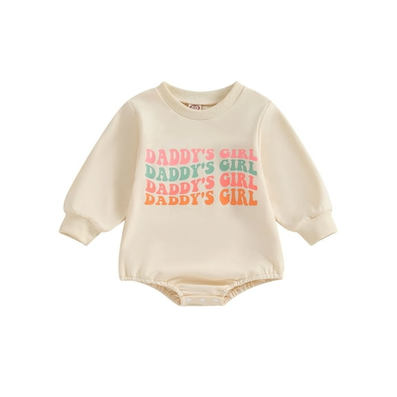 Bagilaanoe Baby Girl Oversized Romper Sweatshirt Newborn Long Sleeve Bodysuits Letter Print Pullover 3M 6M 12M 18M 24M Infant Casual Tee Tops