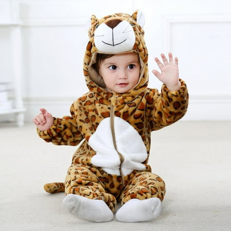

SYNPOS Baby Fleece Jumpsuit Outfit Hooded Cartoon Animal Winter Coat Infant Rompers Toddler Clothing Bodysuit