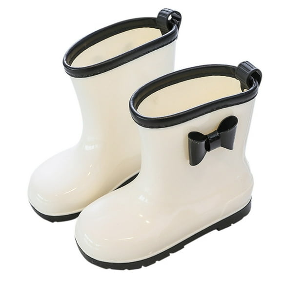 VNKIDY Girls Kids Bow Decor Rain Boots Light Waterproof Anti Skid Shoes For Rainy Weather Outdoor Casual Activities Trendy Footwear