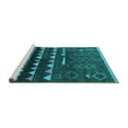 thumbnail image 2 of Ahgly Company Machine Washable Indoor Round Solid Turquoise Blue Modern Area Rugs, 7' Round, 2 of 4