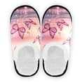 thumbnail image 2 of Women's Men's Slippers, Non-Slip Travel Unisex Fleece House Shoes Dancing Butterflies Gracefully, 2 of 7