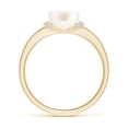 thumbnail image 2 of ANGARA Freshwater Cultured Pearl Ring with Diamond Collar in 14K Yellow Gold for Women | June Birthstone, Birthday, Anniversary, Jewelry Gift for Women | Pearl Ring, 2 of 9