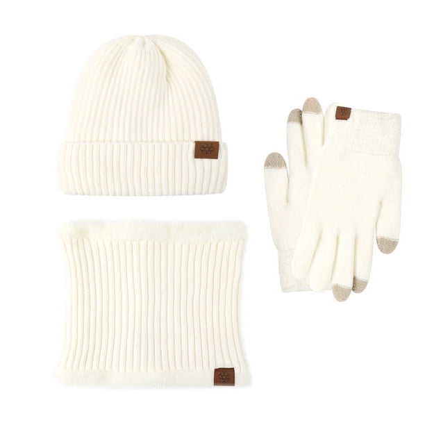 Conjunto de gorro, bufanda y guantes de invierno cálidos, bufanda forrada de lana resistente al viento para exteriores, conjunto de 3 piezas