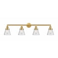 thumbnail image 1 of Innovations 215-SG-G64-LED Small Cone 4 Light Bath Vanity Light part of the Franklin Restoration Collection, Satin Gold, 1 of 1