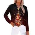 thumbnail image 2 of Long Sleeve Christmas Shirts for Women Button Down Plus Size Xmas Festive Tops Xmas Prints Loose Collared Blouses (4XL, Black), 2 of 5