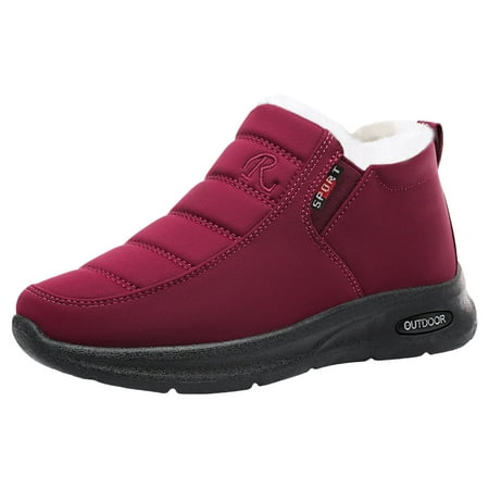 Durtebeua Women S Winter Boots Womens Snow Boots Mid Calf Waterproof Winter Shoes Red 8.5