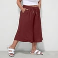 thumbnail image 7 of biudgviw Wide Leg Capri Pants for Women Comfy High Waisted Capris Palazzo Pajama Pants Plus Size Cropped Summer Beach Pants with Pockets, 7 of 7