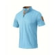 thumbnail image 4 of Mens Manga Corta Botón Abajo Camisas con Bolsillo, Color Sólido Botón de Cuello de Pie Blusa para el Ocio Y Casual, 4 of 9
