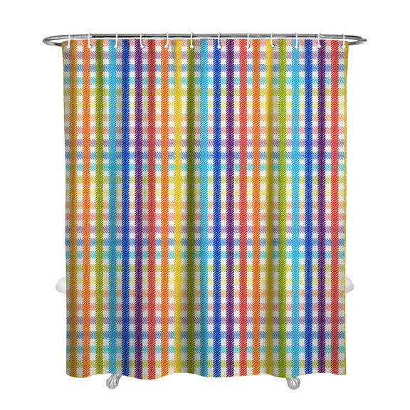 Rustic Plaid Shower Curtain, Waterproof Bathroom Fabric Curtain with Plastic Hooks, Machine Washable Classic Buffalo Checkered Pattern, Farmhouse Print for Cozy Aesthetic Decor