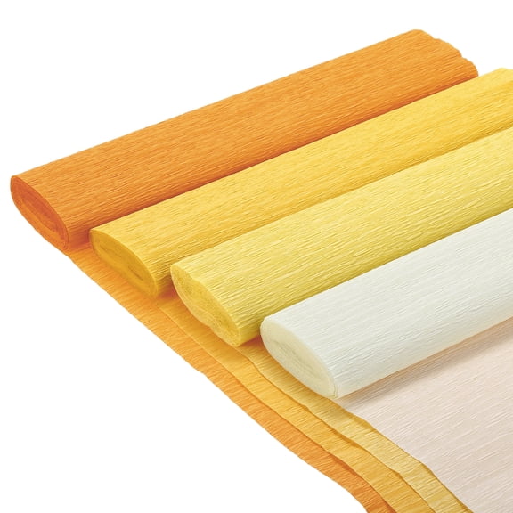 Uxcell 8Pcs Crepe Paper Roll 8.2ft Long 9.84 Inch Wide for Wedding Ceremony Various Large Festivals Decoration, Dark Yellow, Apricot, Yellow, Orange Yellow