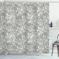 thumbnail image 1 of Floral Shower Curtain, Hand Drawn Detailed Composition of Flowers Blooming on a Plain Background, Fabric Bathroom Set with Hooks, 69W X 70L Inches, Charcoal Grey White, by Ambesonne, 1 of 2