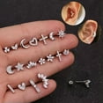 thumbnail image 4 of K-KED Fashion Titanium Steel Ear Stud Floral Gem Earrings Creative Piercing Jewelry-1 gold, 4 of 9