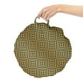 thumbnail image 2 of Abstract Round Floor Cushion with Handle, Continuous Lines Triangles Cubes Optical Illusion Arrangement Print, Decorative Pillow for Living Room & Dorms, 18" Round, Pale Camel Dark Taupe, by Ambesonne, 2 of 4