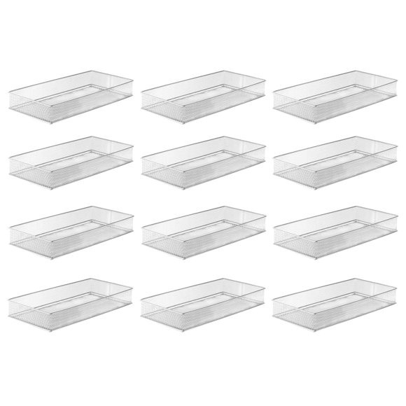 YBM HOME Silver Mesh Drawer cabinet and or Shelf Organizer Bins, School Supply Holder Office Desktop Organizer Basket (12, 6x12x2 Inch)