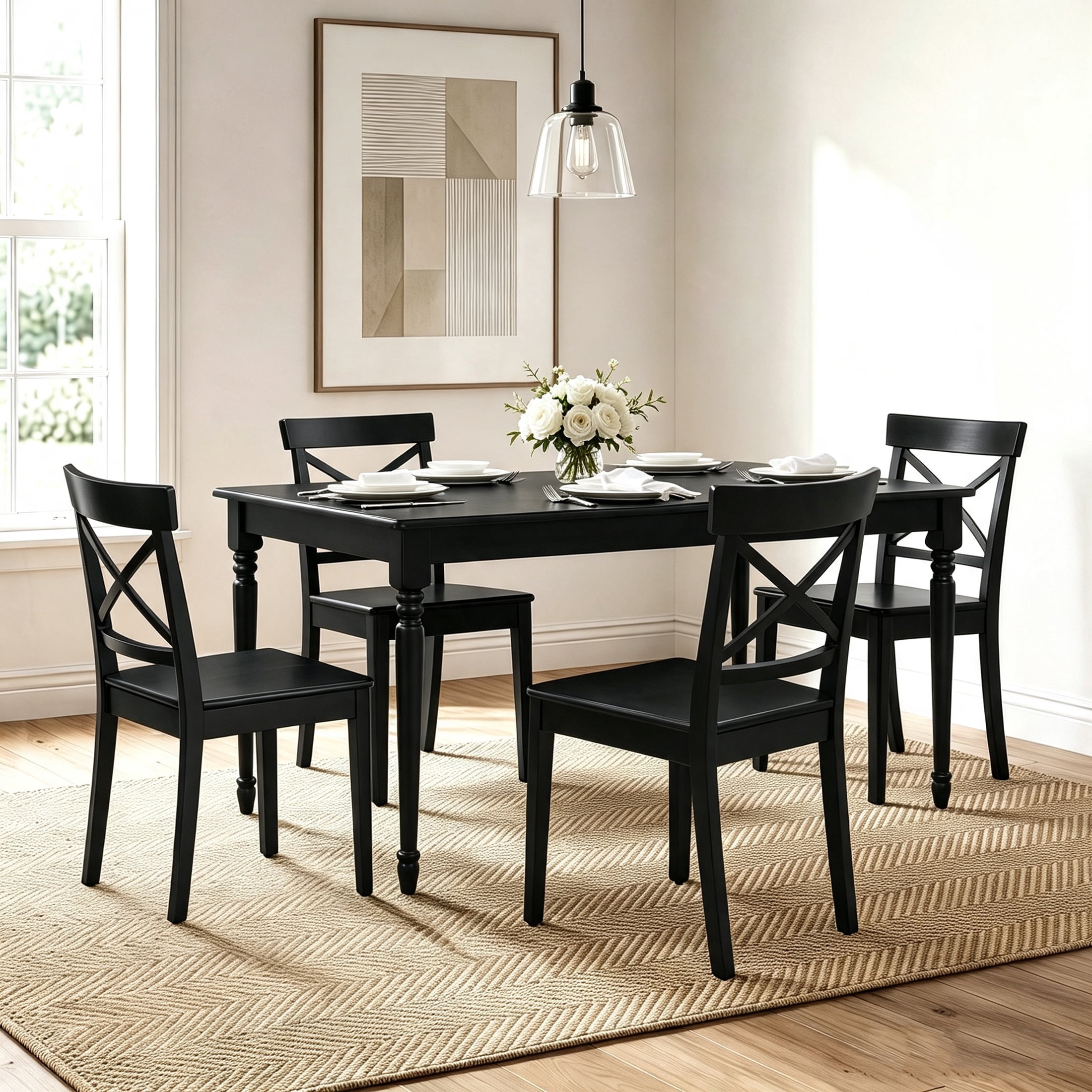 Mainstays Farmhouse Dining Table in Black Finish - Seats 4 to 6