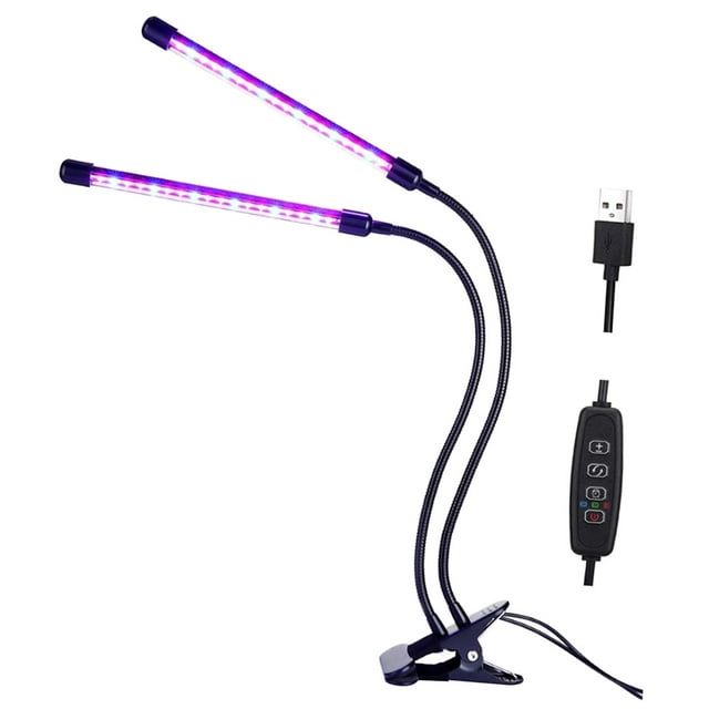 Lámpara LED para crecimiento de plantas, apagado automático, 3, 9 y 12 horas, para plantas de interior. 2 tubos